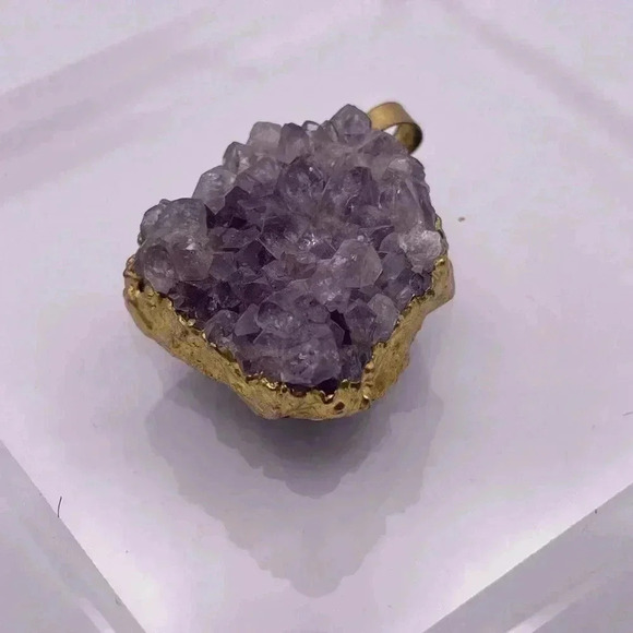 Amethyst Druzy Pendant, ROUGH AMETHYST CRYSTAL - Picture 2 of 9